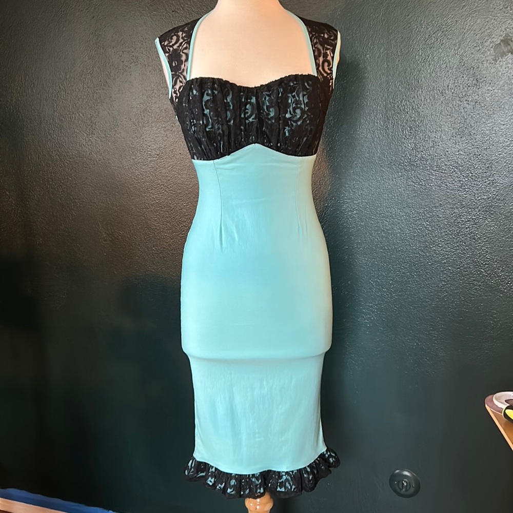 Pinup Girl Tiffany Blue Wiggle Dress